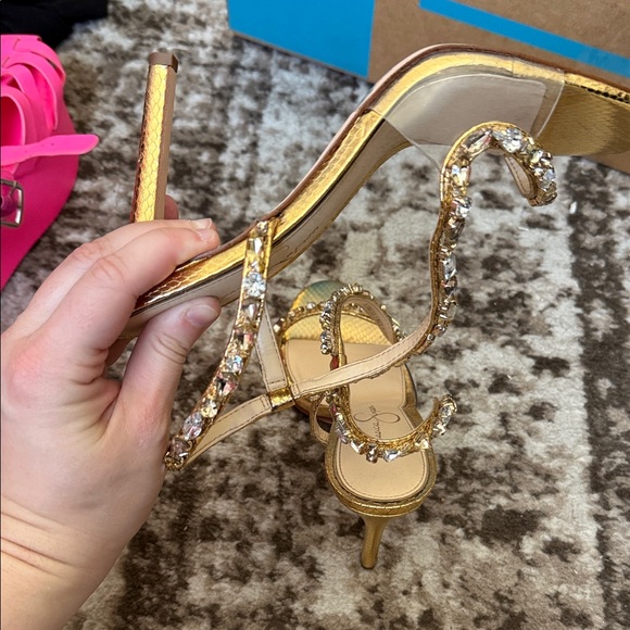 Jessica Simpson Gold Rhinestone Heels - Picture 8 of 11